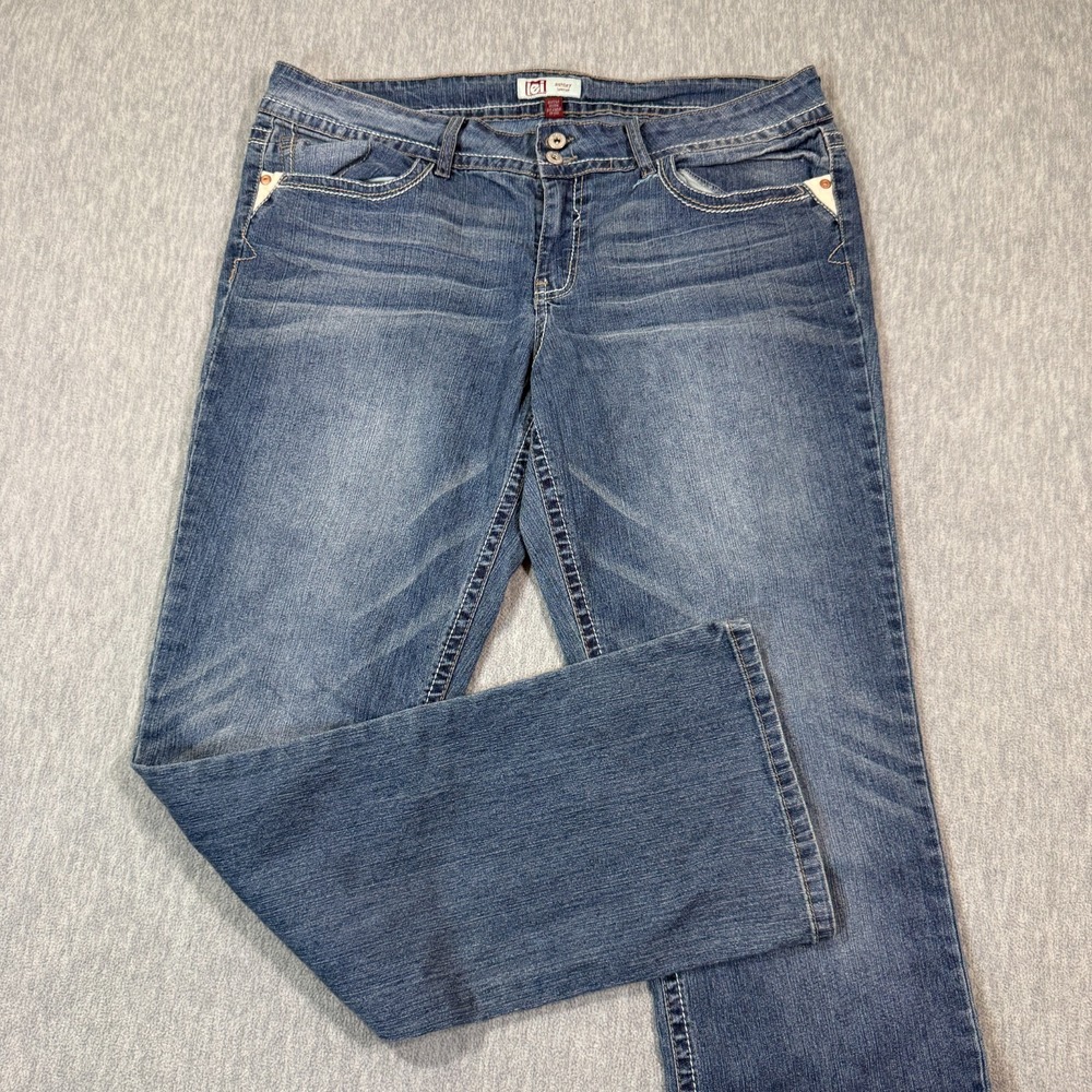 L.E.I. Jeans Womens 17 Blue Ashley Lowrise‎ Bootcut Stretch Denim Double Button